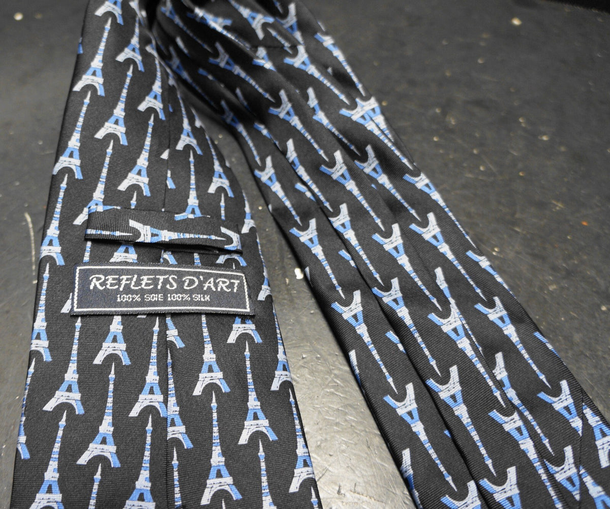 Reflets D'Art La Tour Eiffel Tower Silk Tie Deep Blue