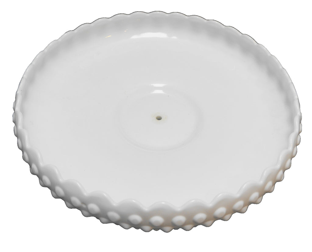 Fenton Hobnail White Milk Glass 12" Chip Dip Tray Bowl Drilled Hole for Handle