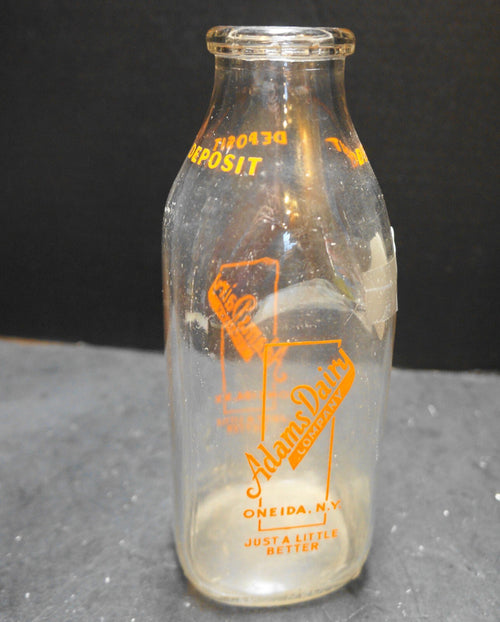 Adams Dairy Company Oneida NY Quart Milk Bottle