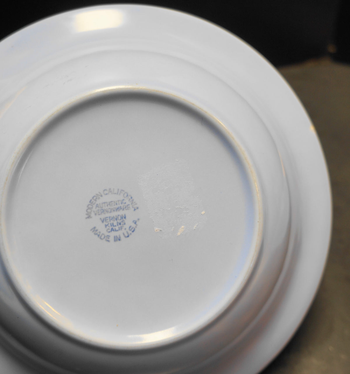 Vernon Kilns Modern California Azure Blue Round Vegetable Bowl