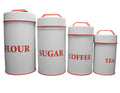 Ohio Wholesale Red White Metal Kitchen Canister Set Flour Sugar Coffee Tea