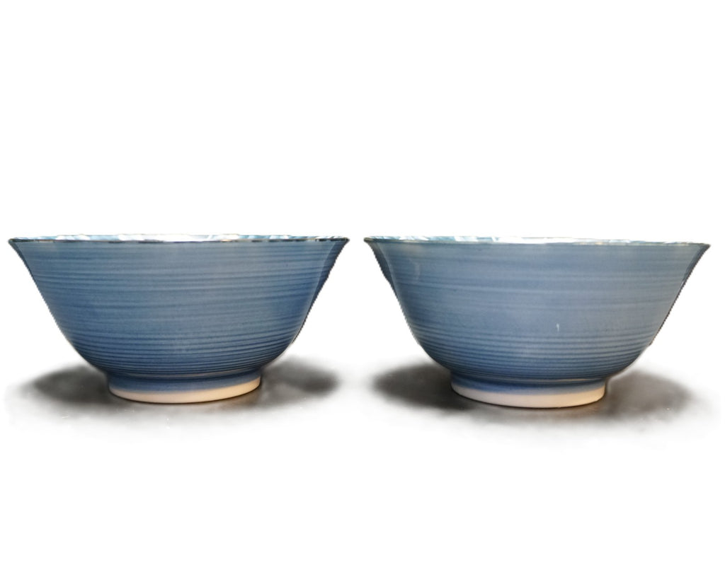 Williams Sonoma Cherries Blue Hand Painted Rice Bowls Pair 1997 Arita Japan