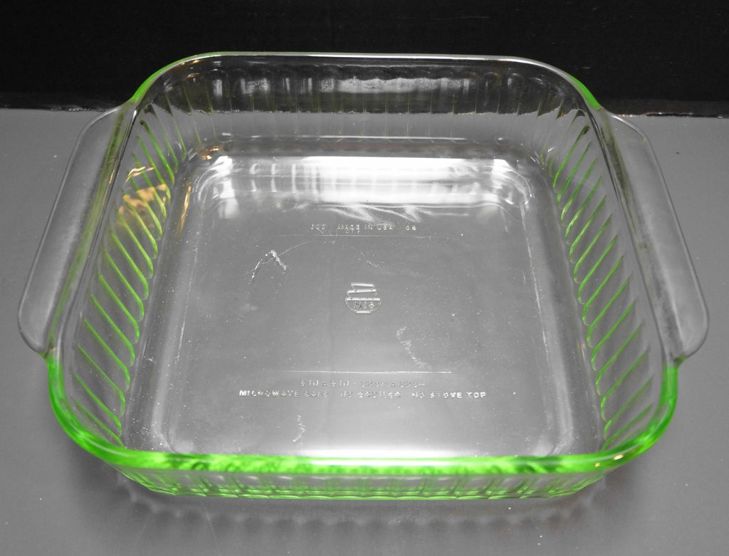Martha Stewart Green Glass Ribbed Square 2 Qt Baking Dish
