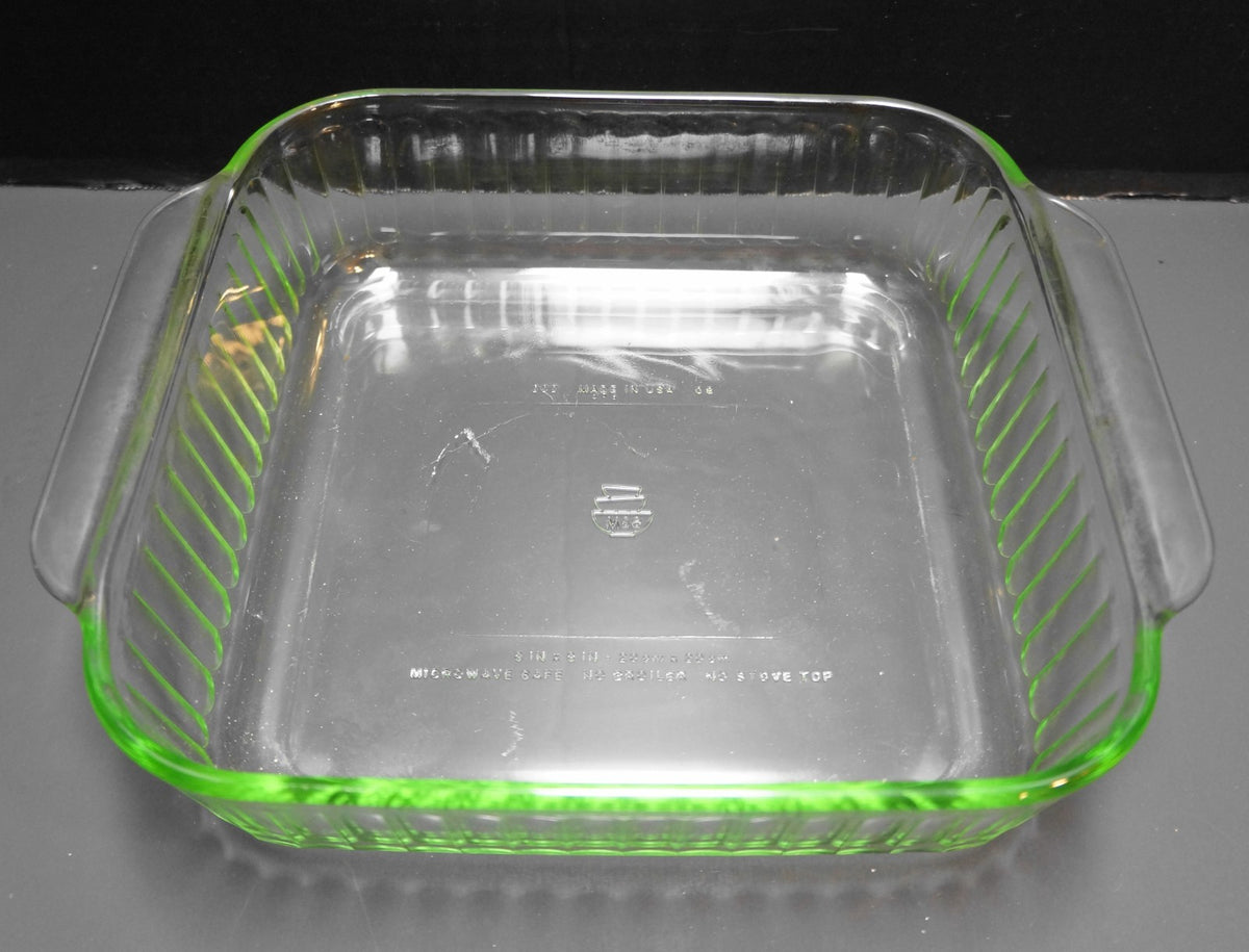 Martha Stewart Green Glass Ribbed Square 2 Qt Baking Dish