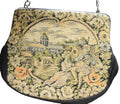 Verdi Petit Point Woven Tapestry Purse City Scene Floral Border Lute Player