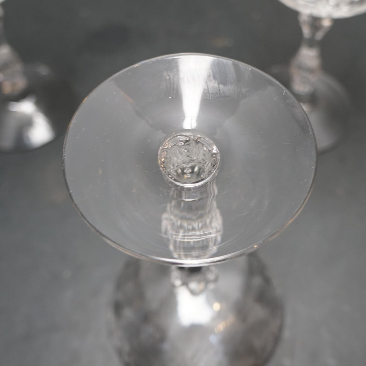 Fostoria Baroque Meadow Rose Etch Champagne Coupes Tall Sherbets Set of 3