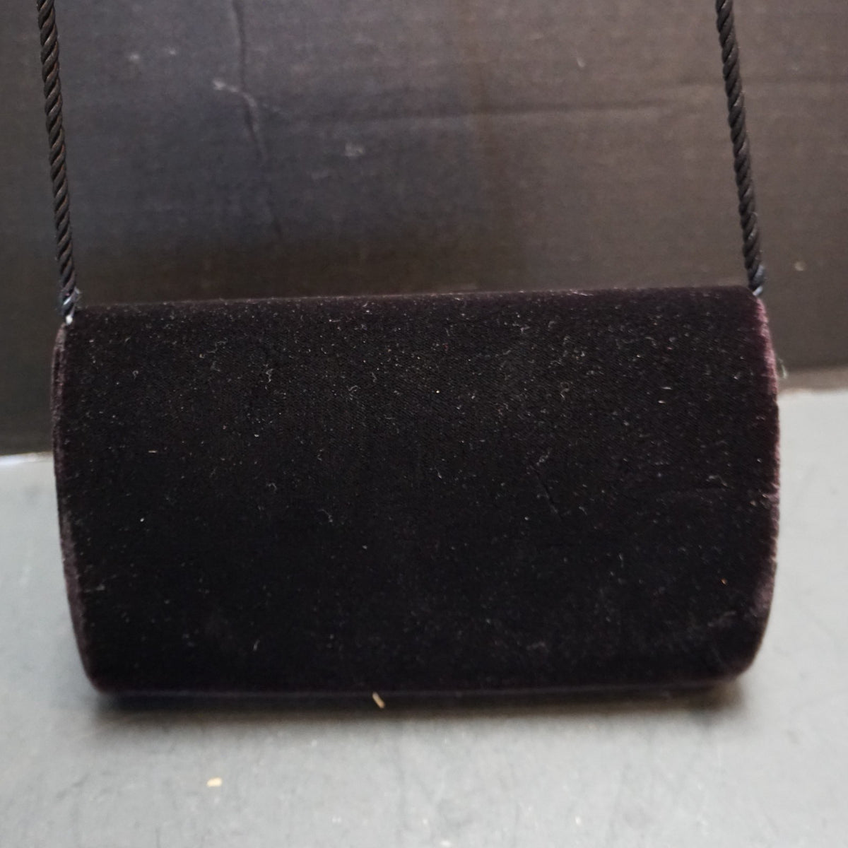 Black Velvet Baguette Evening Bag Convertible Clutch Vintage