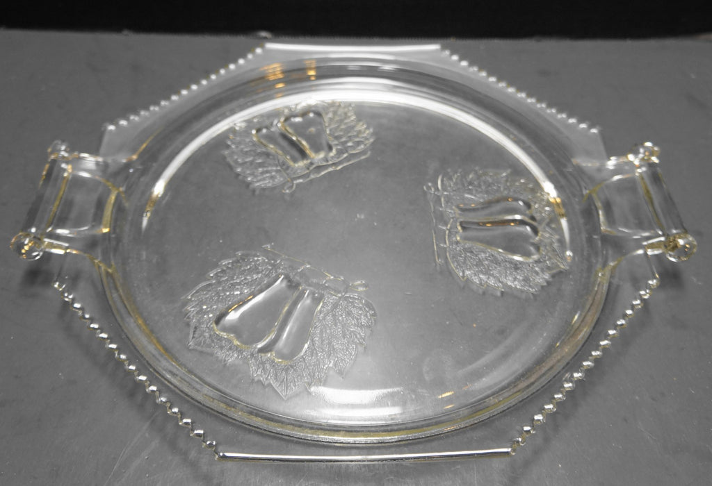 Jeannette Glass Baltimore Pear Handled Cake Plate Clear Glass