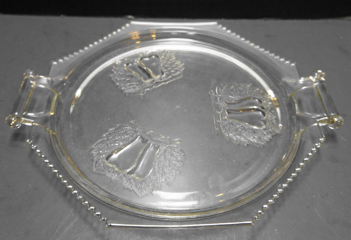 Jeannette Glass Baltimore Pear Handled Cake Plate Clear Glass