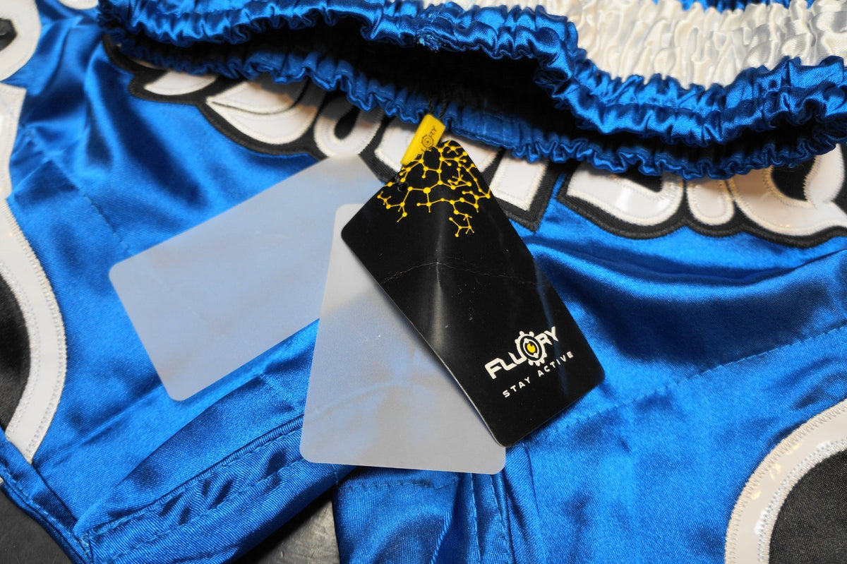 Fluory Muai Thai MMA Boxing Shorts Blue M Medium NWT