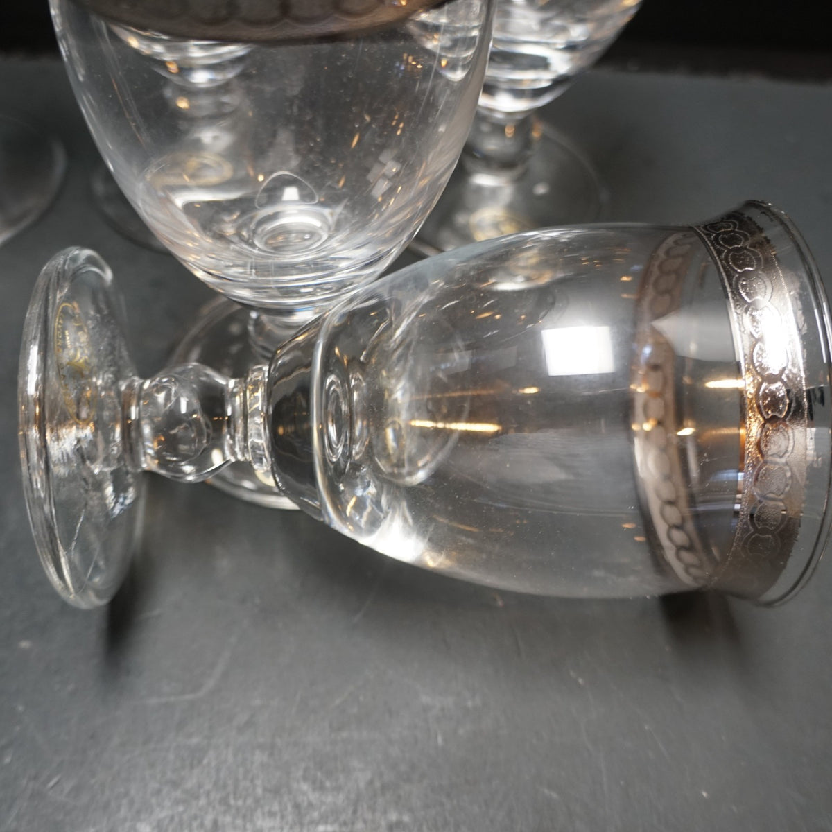 J Preziosi Silver Chain Decorated Wine Water Goblets Set of 6 Italy