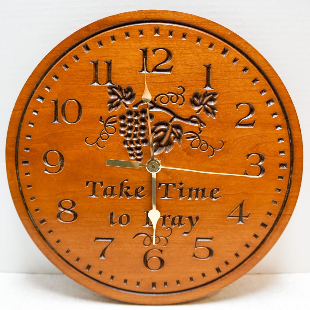 P Graham Dunn Laser Cut Cherry Wood Clock Take Time to Pray