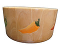 Clay Art Bamboo Salad Serving Bowl Hand Painted Carved Peppers 11 IN 2001
