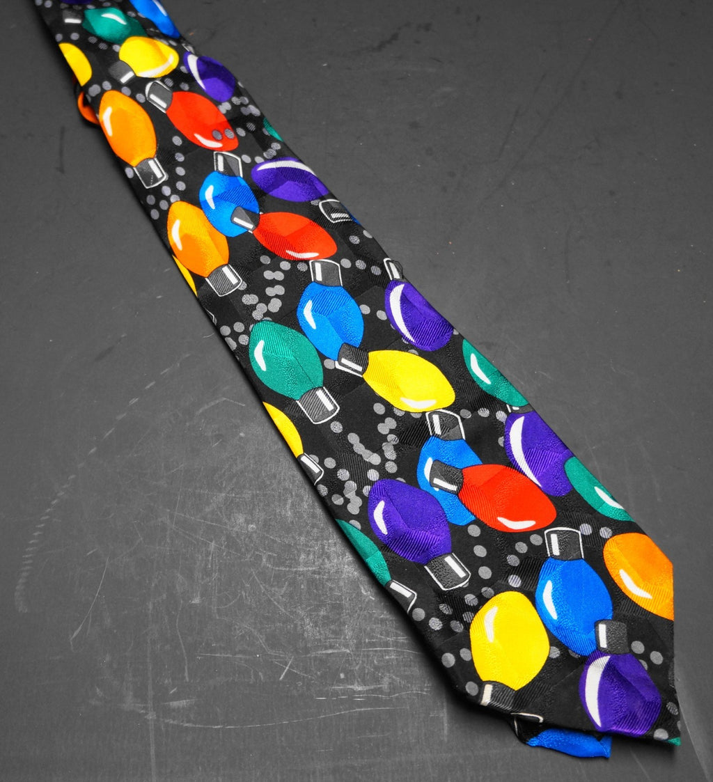 Addiction Silk Tie Christmas Lights Colorful Festive Holiday