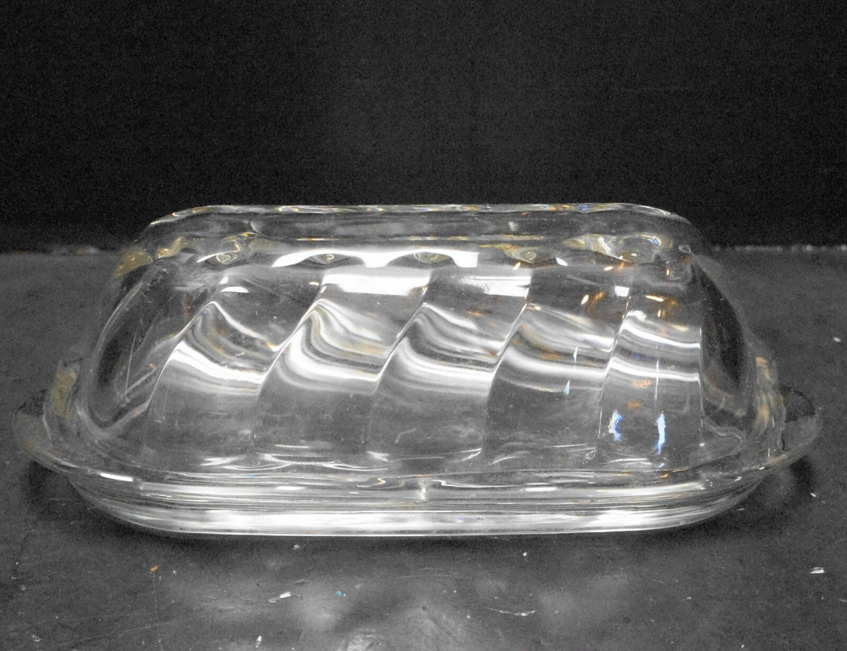 Anchor Hocking Victoria Clear Optic Swirl Butter Dish