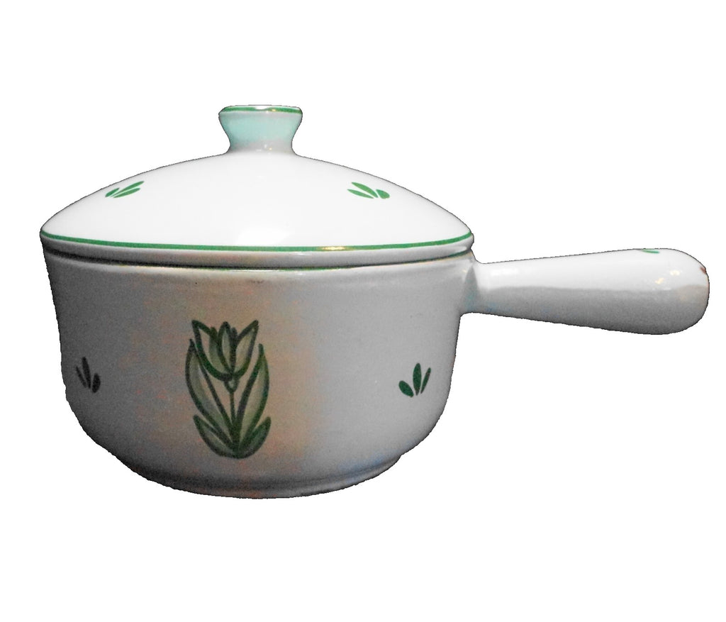Dru Enamel Tulips Mint Pastel Green Cast Iron Sauce Pan Holland
