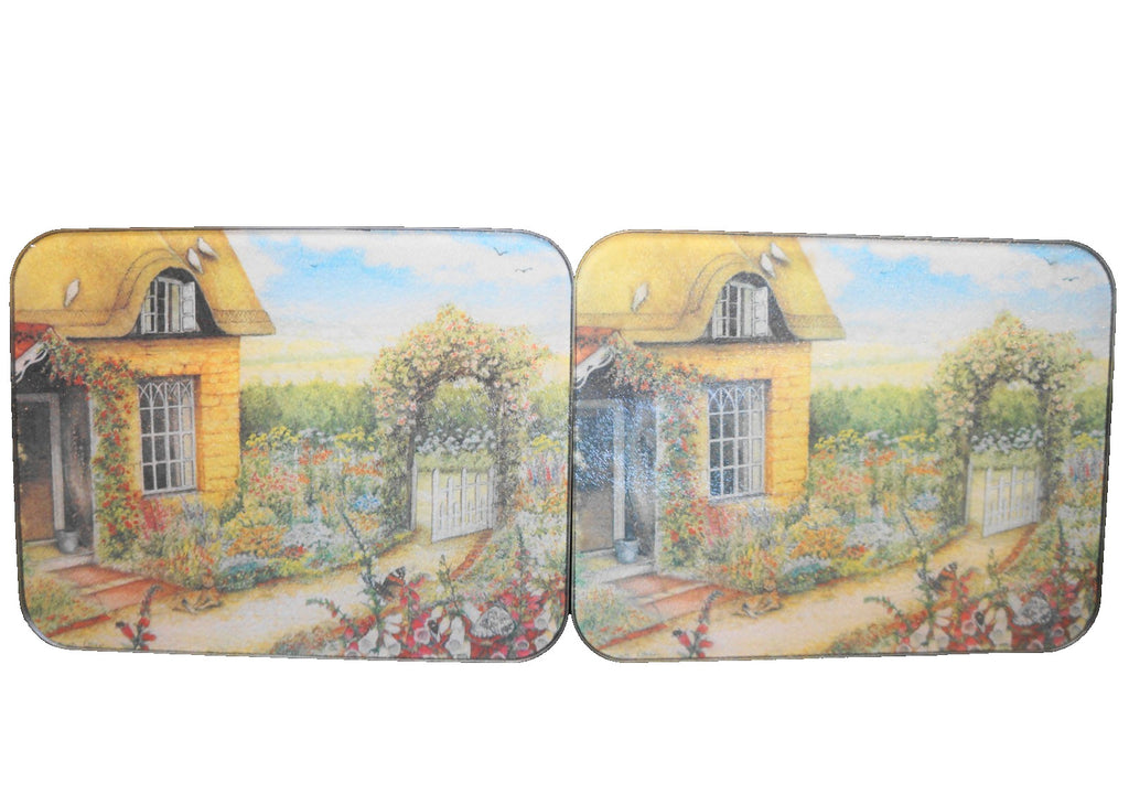 McGowan Mfg TufTop Cottage Garden Tempered Glass Small Cutting Boards Pair