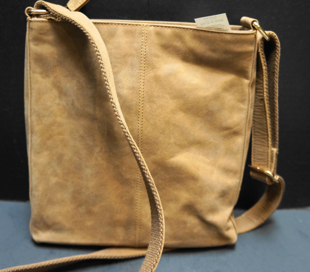 Estalon Cognac Leather Crossbody Purse Bag Medium 3 Zipper