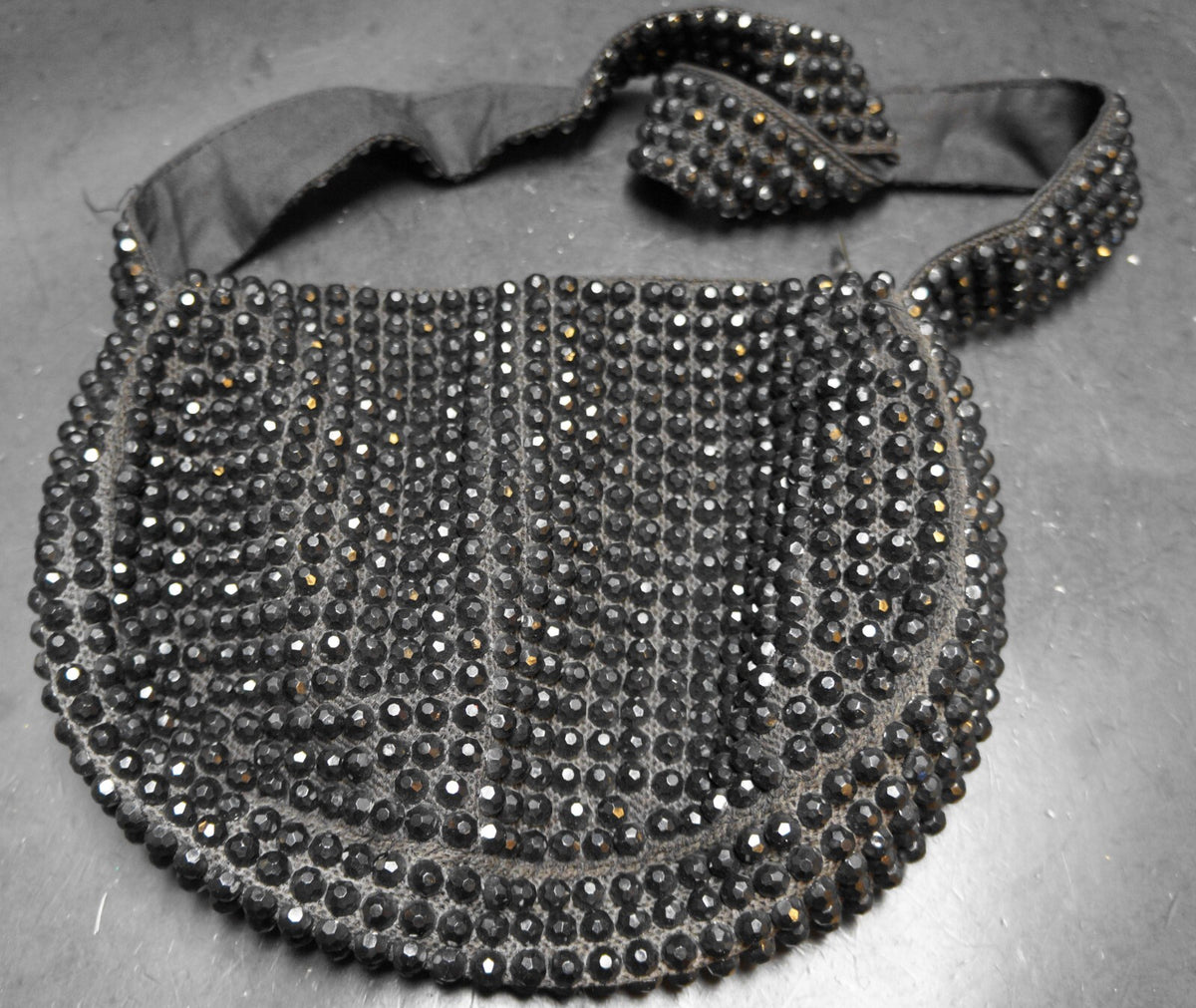 Roger Van S Black Beaded Shoulder Bag Vintage Purse