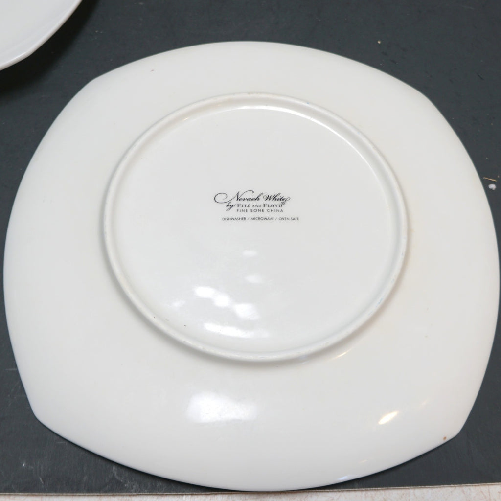 Fitz and Floyd Neveah White Bone China Square Dinner Plates Set of 3