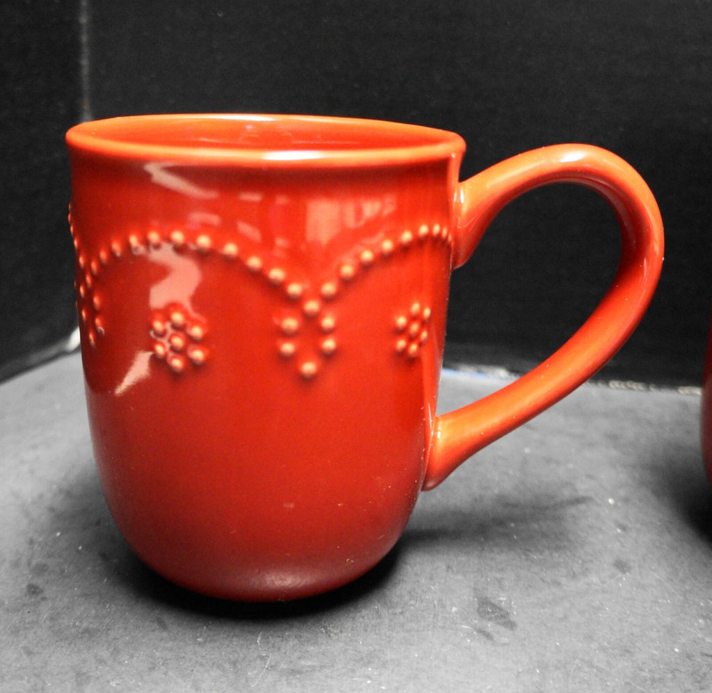 Food Network Fontinella Red Stoneware Mugs Set of 4 13 oz
