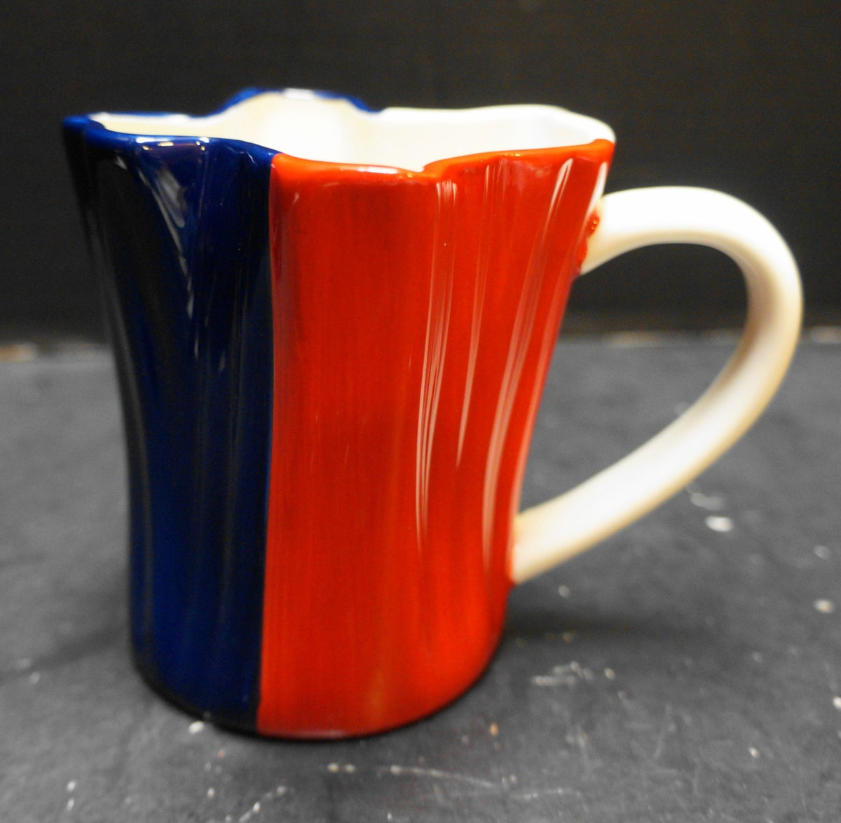 Texas Shaped Ceramic Mug Hand Painted Red White Blue
