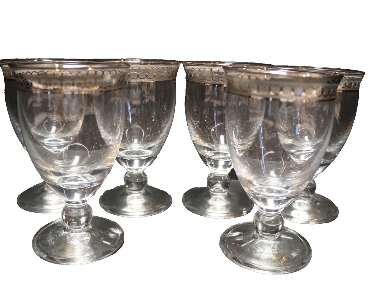 J Preziosi Silver Chain Decorated Wine Water Goblets Set of 6 Italy