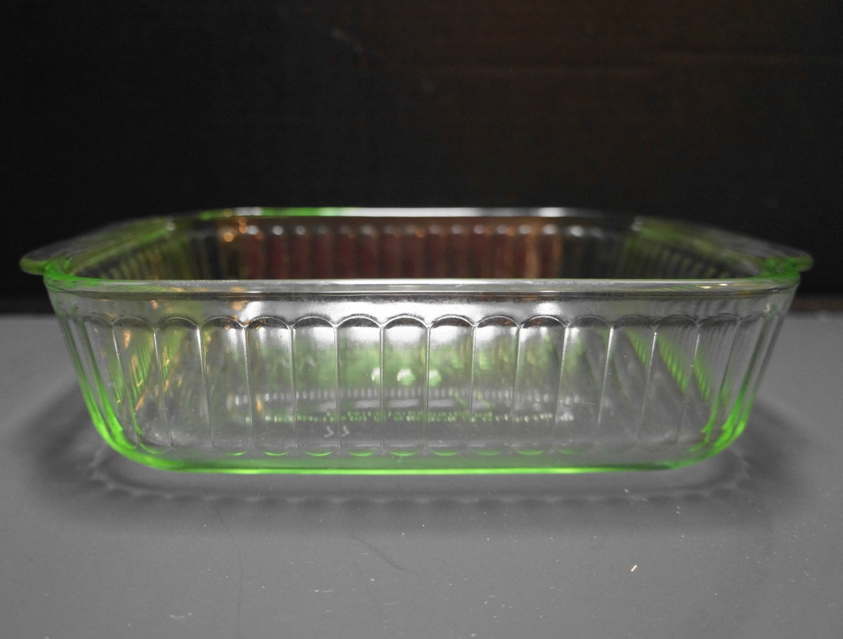 Martha Stewart Green Glass Ribbed Square 2 Qt Baking Dish