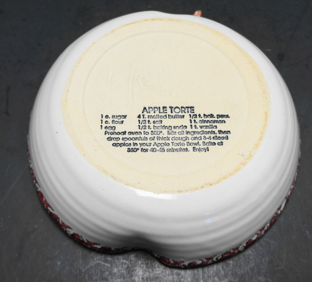 Neher 1995 Apple Torte Baking Dish Spongeware Recipe on Back