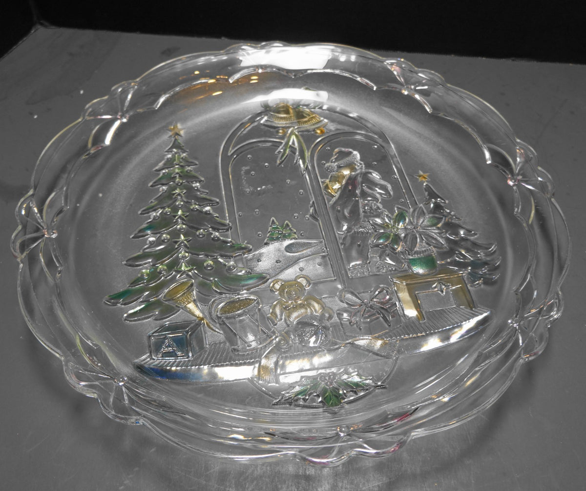 Mikasa Crystal Clear Industries Christmas Joy Stained Platter Round 14 IN