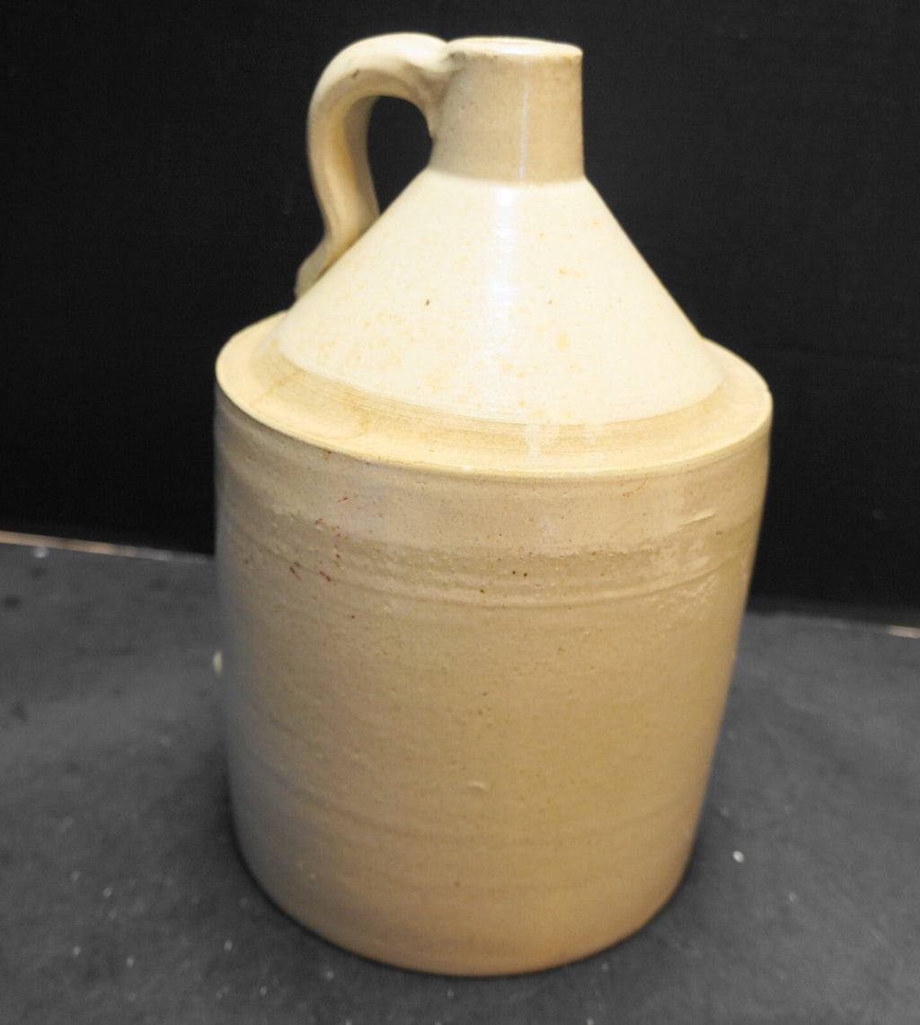 Stoneware Whiskey Jug Cream Salt Glaze C. 1900 11 IN