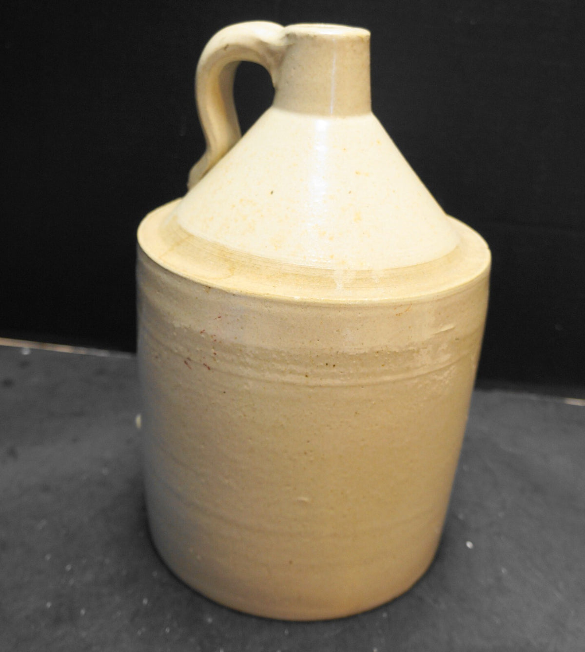 Stoneware Whiskey Jug Cream Salt Glaze C. 1900 11 IN