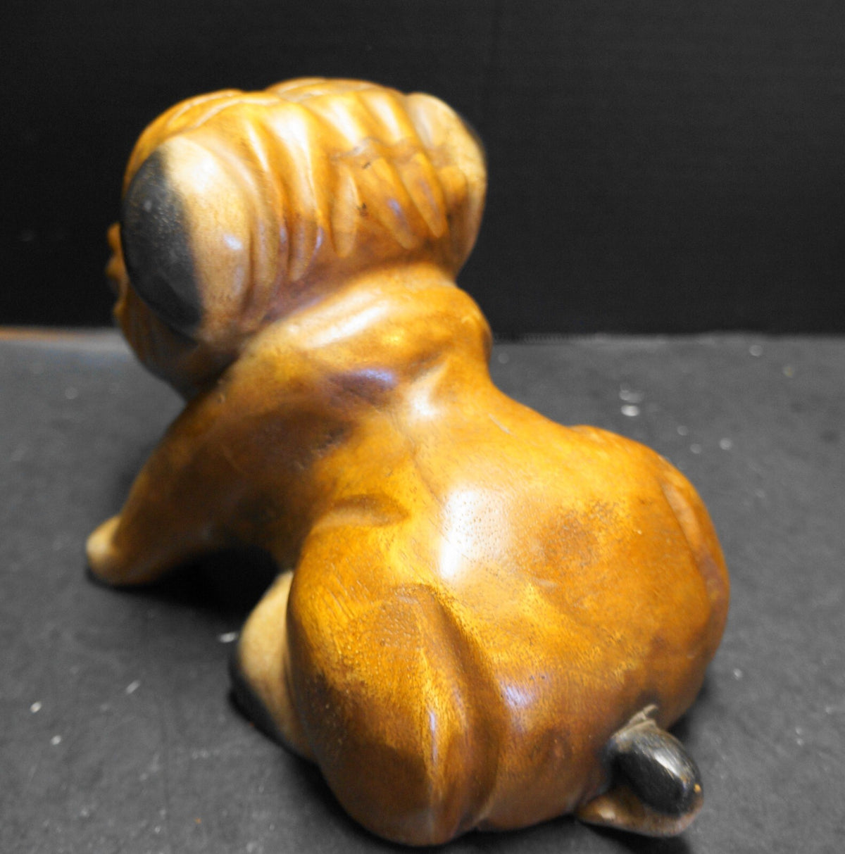 Hand Carved Wood English Bulldog Large Figurine