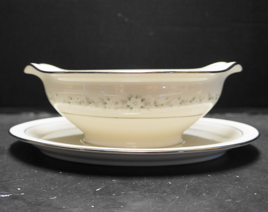 Noritake Ivory China Heather Gravy Boat Attached Underplate