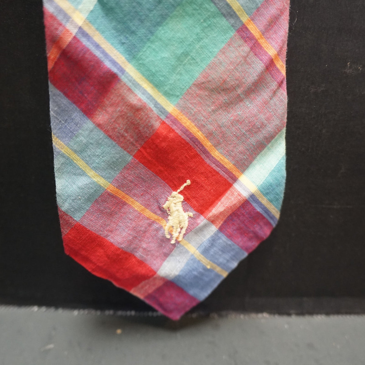 Polo Ralph Lauren Cotton Plaid Tie Preppy Summer Red Blue Green Red Vintage