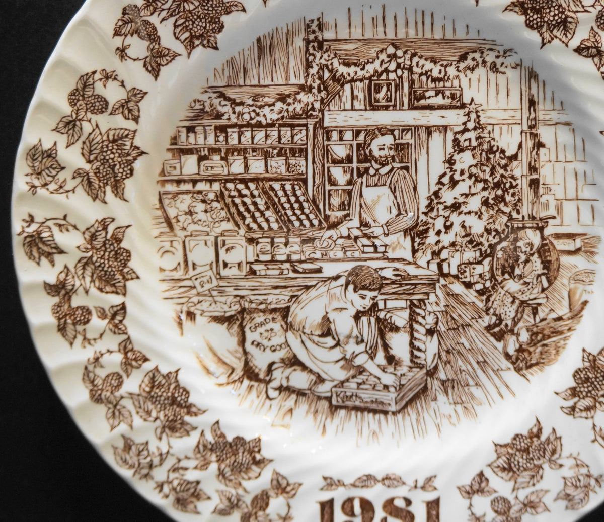 Knott's Berry Farm Brown Transferware 1981 Plate Staffordshire England
