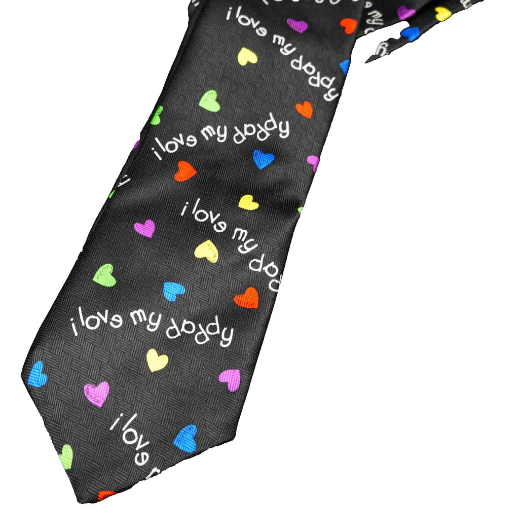 Ralph Marlin 1998 I Love My Daddy Small Hearts Silk Tie Black