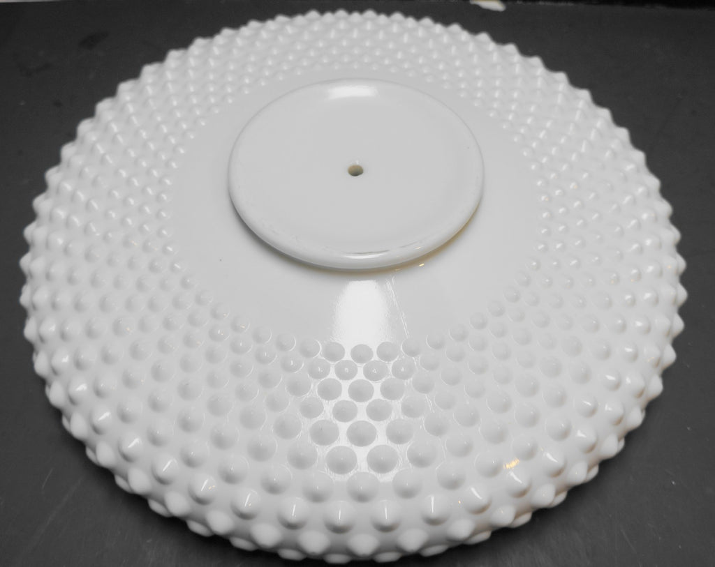 Fenton Hobnail White Milk Glass 12" Chip Dip Tray Bowl Drilled Hole for Handle