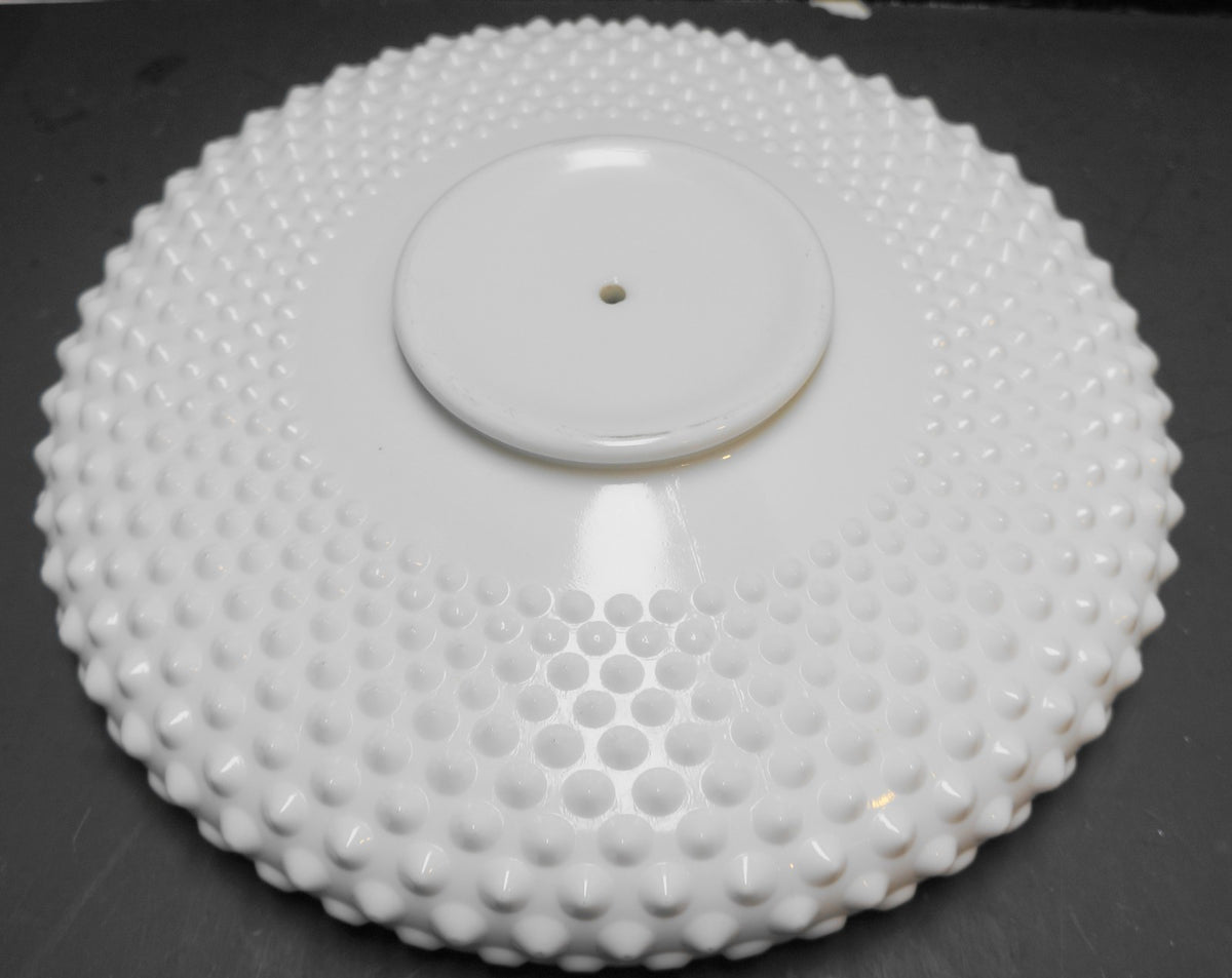 Fenton Hobnail White Milk Glass 12" Chip Dip Tray Bowl Drilled Hole for Handle