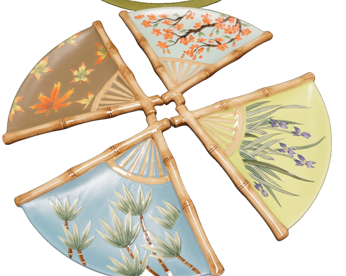 Silvestri Asia Society Cynthia McCollum Fan Shaped Seasonal Floral Sushi Plates
