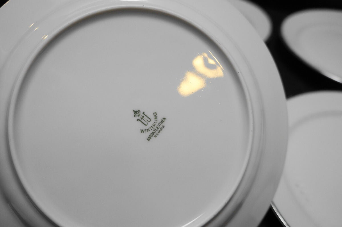 Winterling Bavaria Salad Plates Ribbed Sculpted Columns Platinum Trim