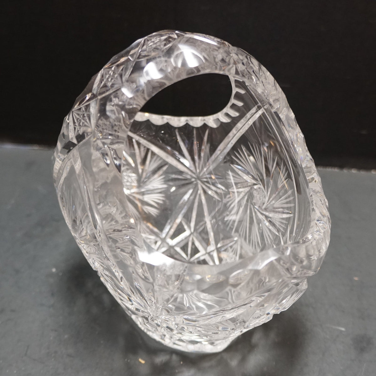 American Cut Eleanor Lead Crystal Small Bride's Basket