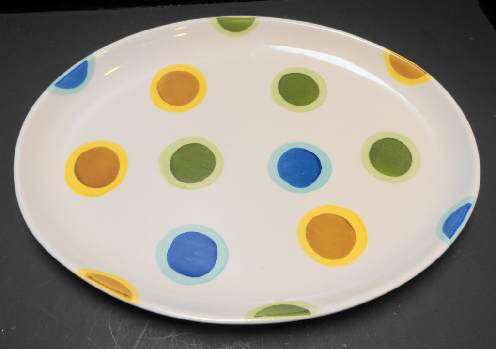 Crate and Barrel Multicolor Polka Dot Coupe B Eigen Platter Oval 16 IN