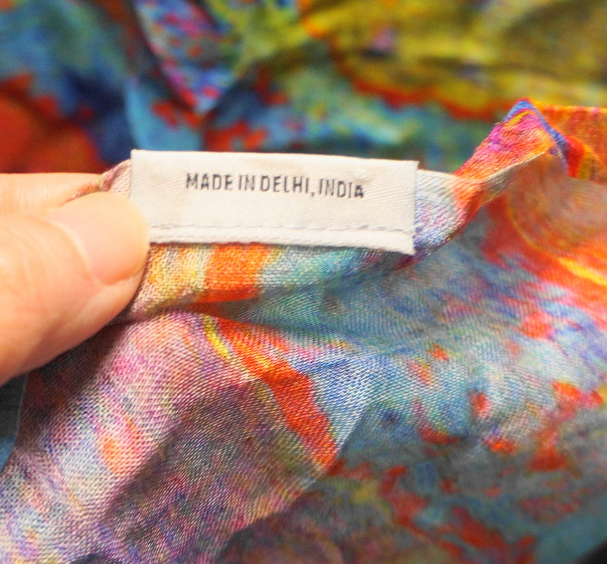 Vida Tie Dye Rainbow Modal Scarf Wrap 28 x 76 Made in India