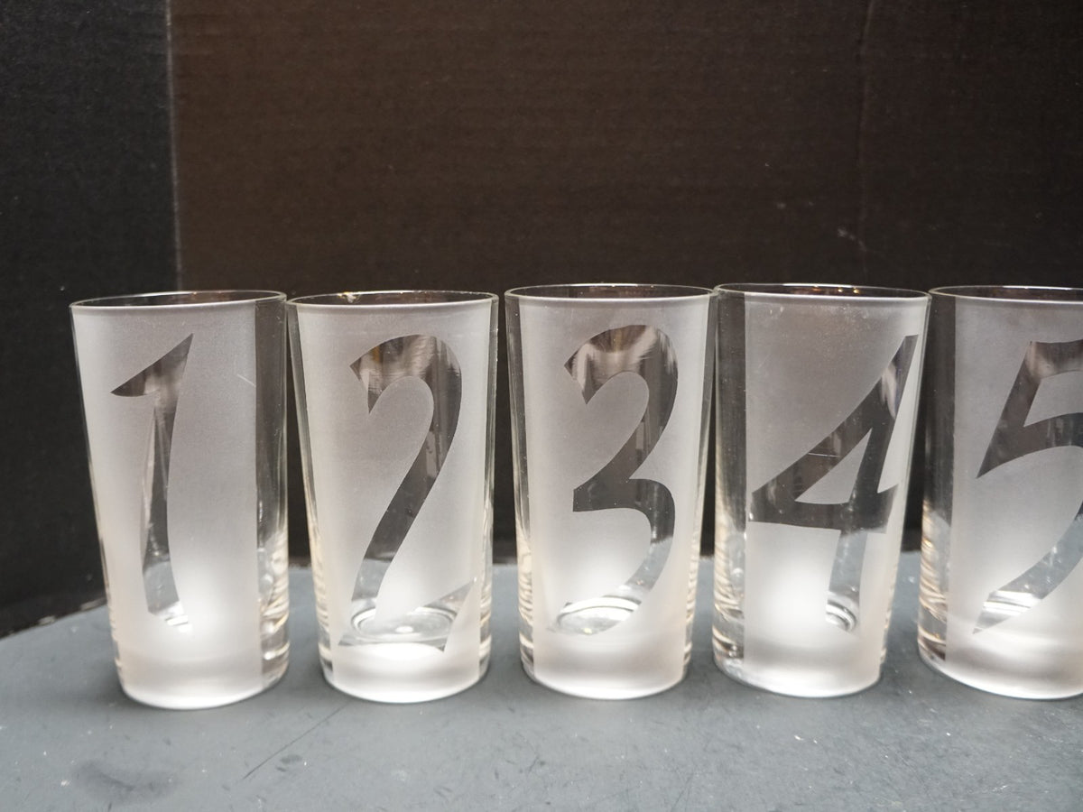 Federal Glass Drinks by Number Frosted Clear Tumblers Set of 8