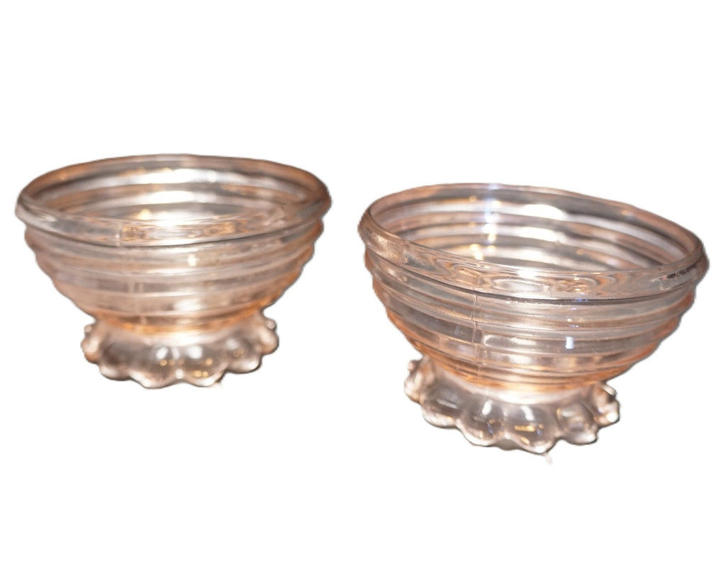 Anchor Hocking Manhattan Pink Depression Glass Sherbets Pair Ball Foot