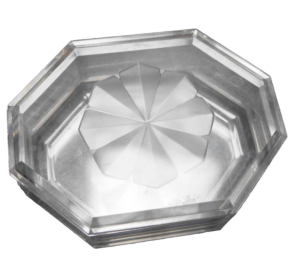 Clear Lucite Acrylic Trinket Box Octagon Flower Lid