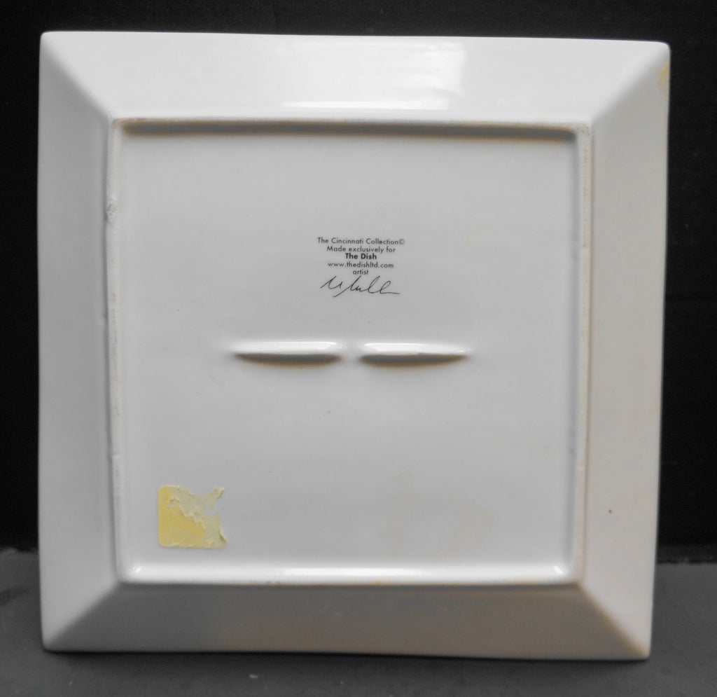 Cincinnatti Skyline The Dish Large Square Plate 10 1/2" Black White