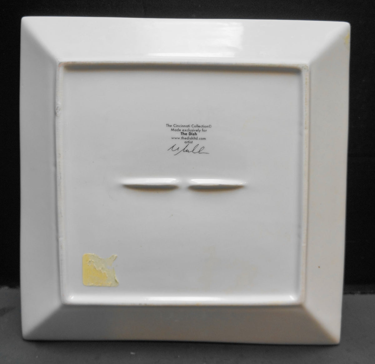 Cincinnatti Skyline The Dish Large Square Plate 10 1/2" Black White