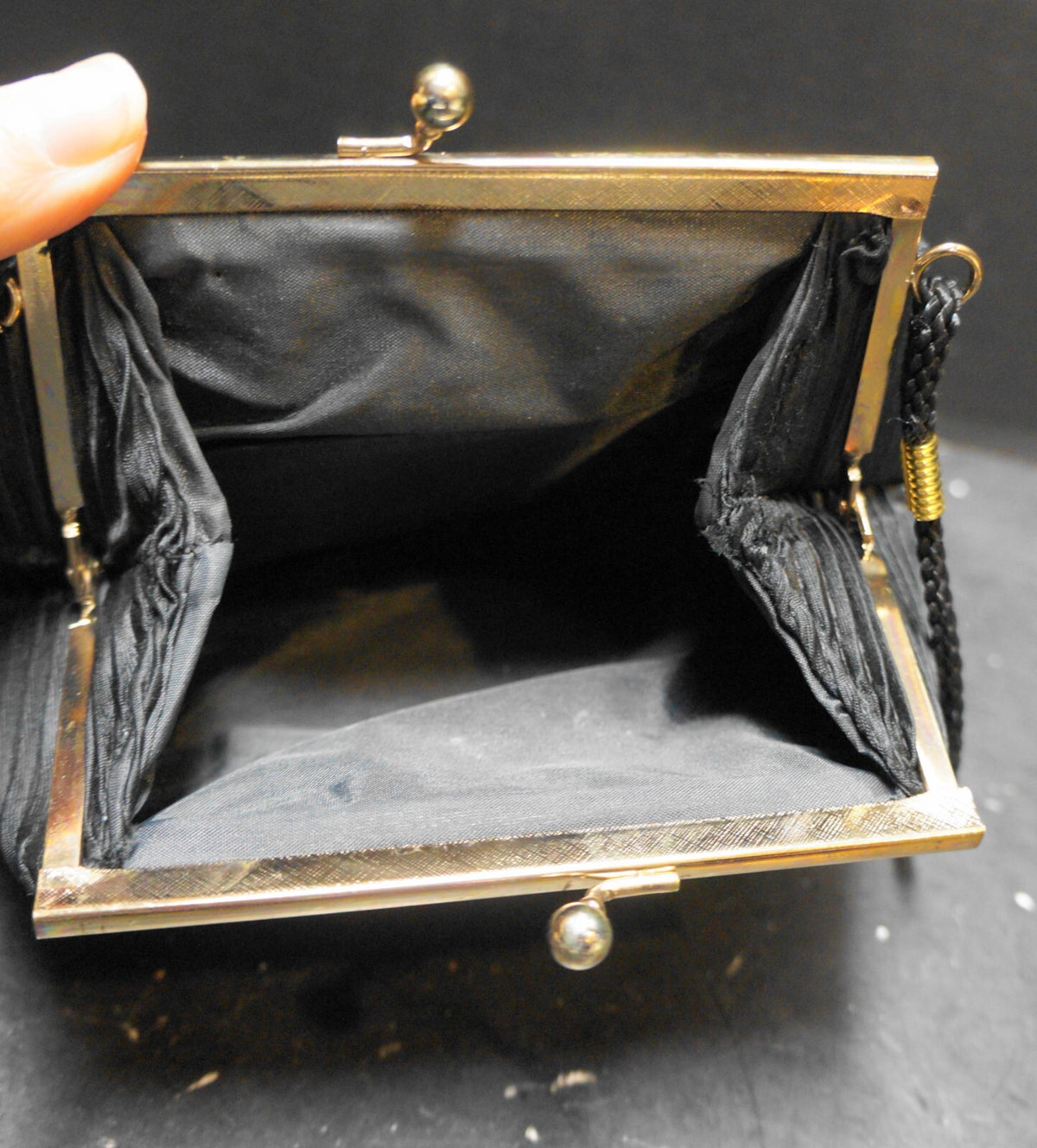 Black Satin Knife Pleated Pacific Express Evening Bag